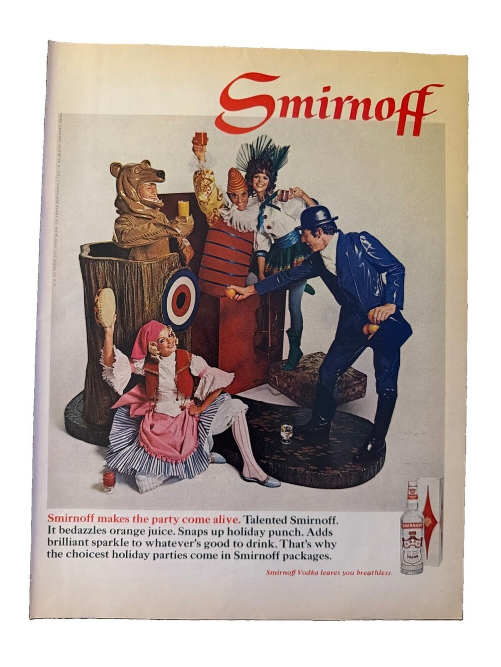 1968 Smirnoff Makes The Party Come Alive Print Ad Vodka Liquor Drinking Retro